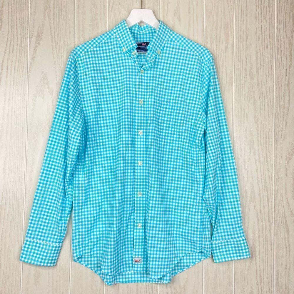 Vineyard Vines Men's Murray Button Down Shirt Classic Fit Plaid Blue White Small